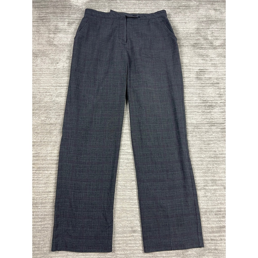 Investments Dress Pants Womens 8 Gray Plaid Straight Leg Mid Rise Professional